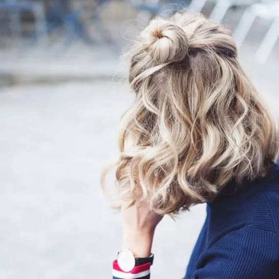 Effortless Half Bun for Short Curly Hair