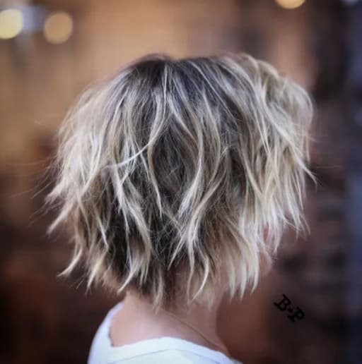 Whimsical Choppy Bob with Blonde Ends