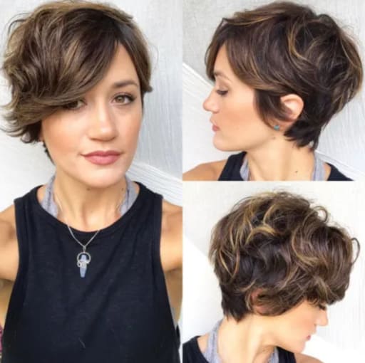 Long Curly Pixie with Highlights