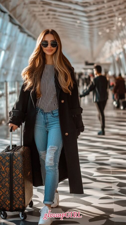 Chic Casual airport outfit idea