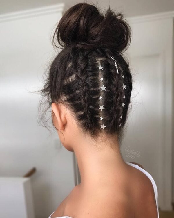 Braided Bun with Star Accents