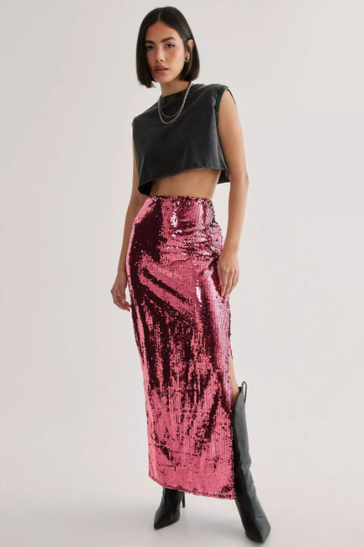 Extra Long Sequin Maxi Skirt