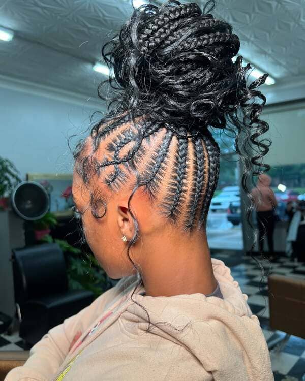 A Curly High Braided Bun