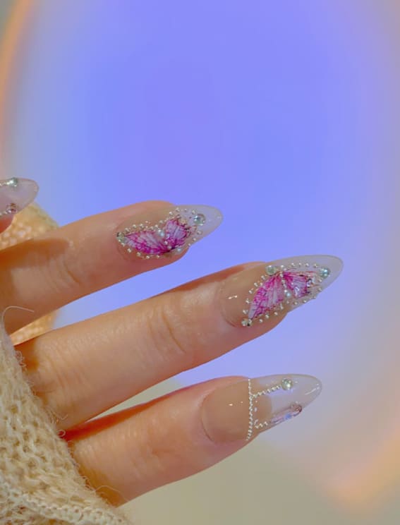 Glamorous Fairy Purple Butterfly Nails 