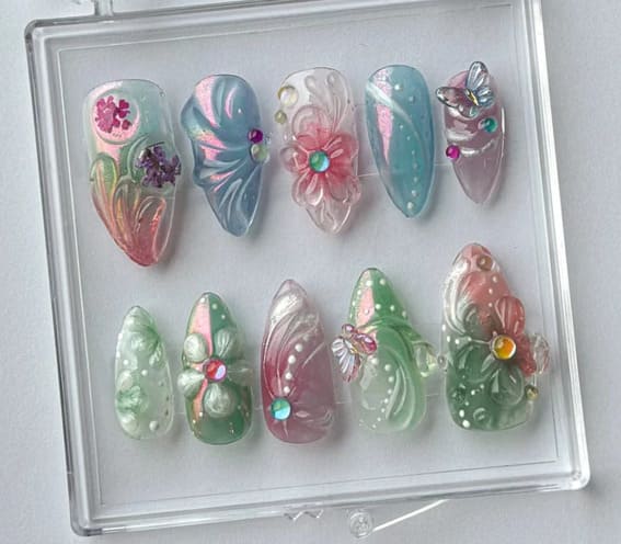 Spring Garden Butterfly Nail Art