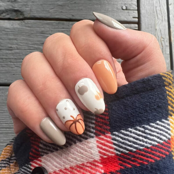 Orange Pumpkin Nails