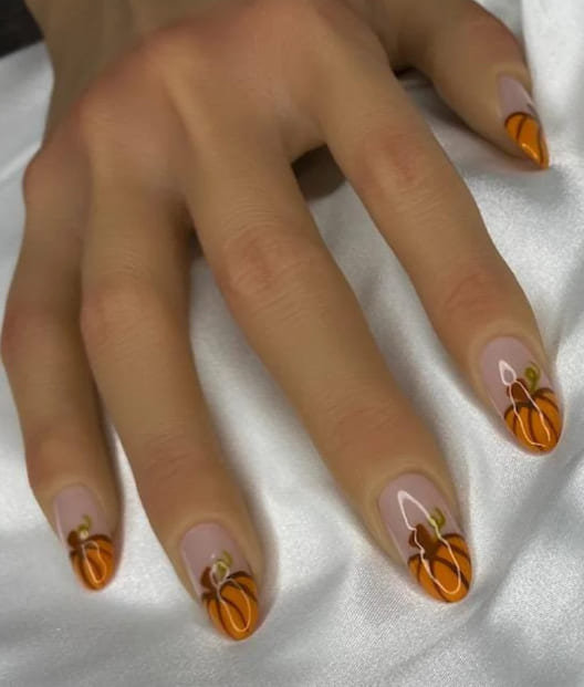 Pumpkin Press On Nails