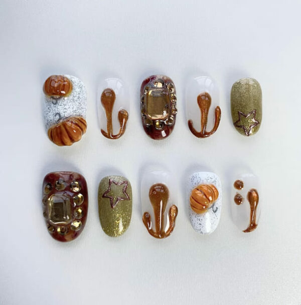 Pumpkin Fall Press On Nails Short