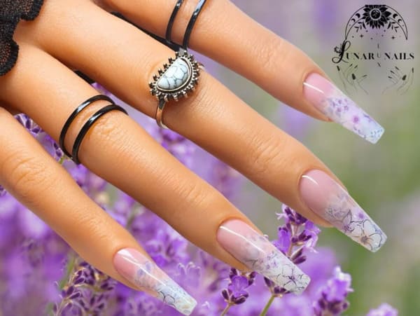 Ombre Floral French Tip Nail Art Design