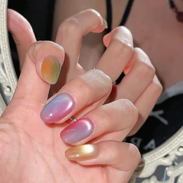 Candy Rainbow Colorful Glass Nails 