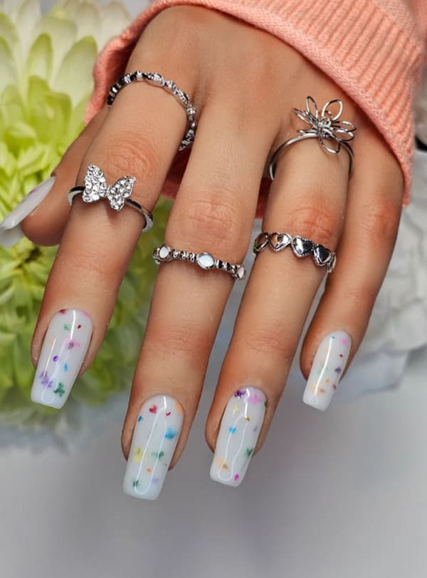 Cute spring milk bath nails