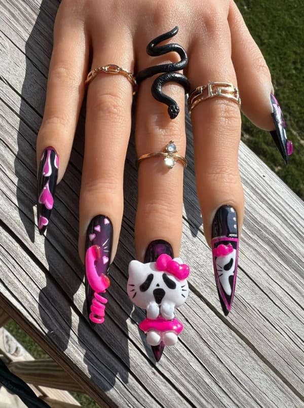 3D Kitty Nails