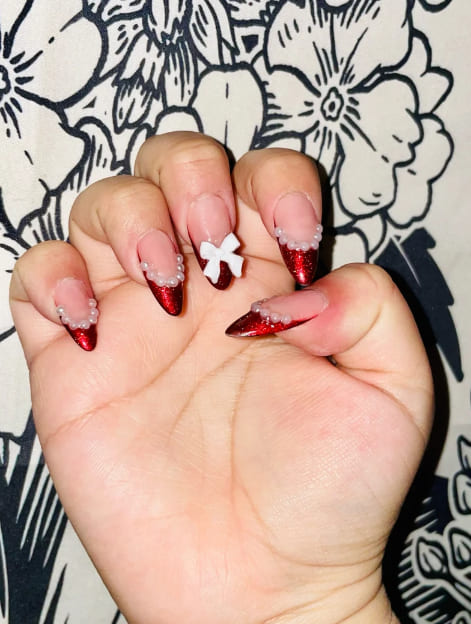 Coquette Red Nails