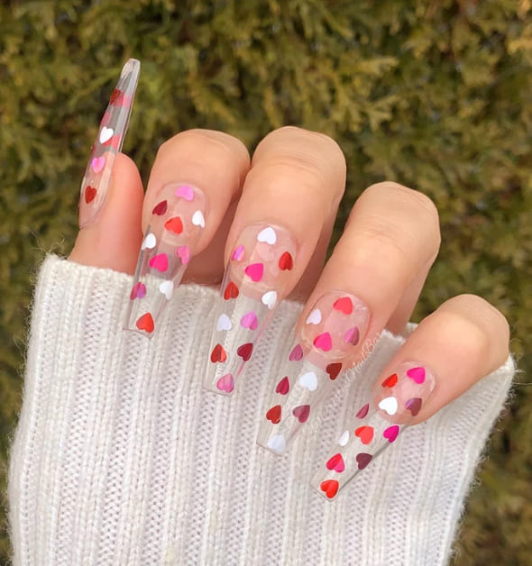 Vday mini heart nails