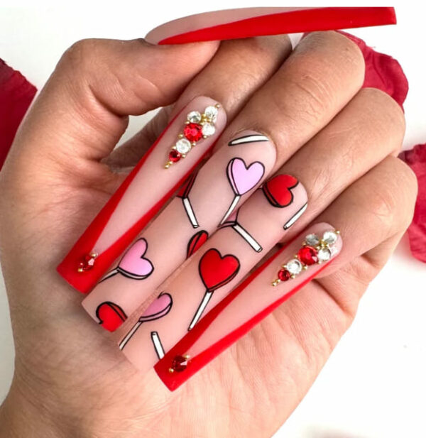 Heart Lollipop Press On Nails