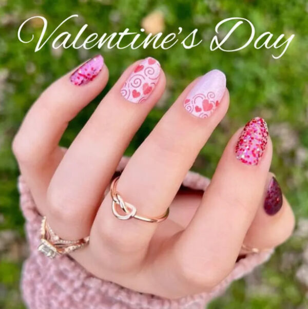 Valentines Heart Nail Stripes Sets